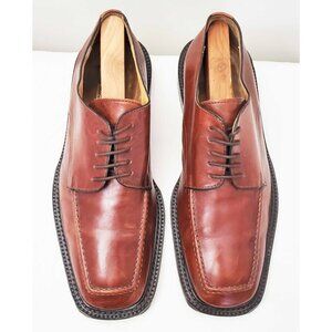 MERCANTI FIORENTINI Men's Walnut Brown Leather Square Toe Dress Shoes